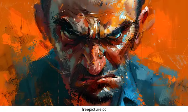 portrait of an angry man with a beard