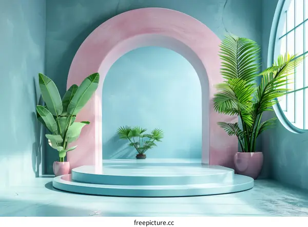Pastel Modern Interior Design with Tropical Plants
