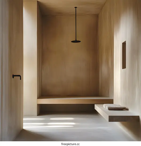 Minimalist Wooden Shower Room Interior Design