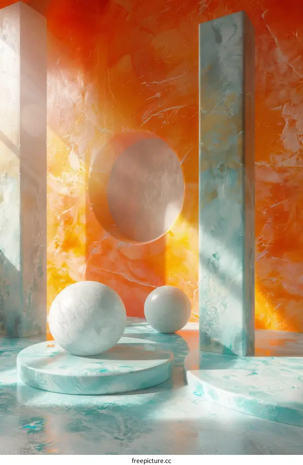 Abstract Geometric Space with Soft Light and Marble Textures