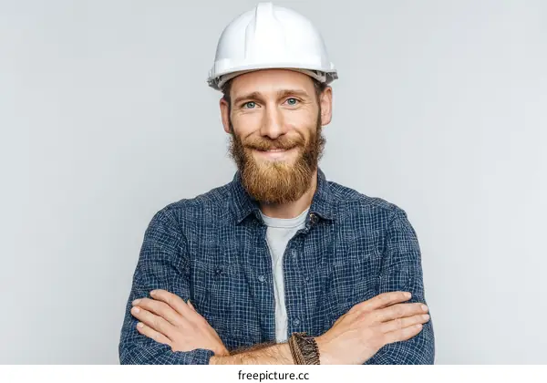 Confident Caucasian Construction Worker Portrait