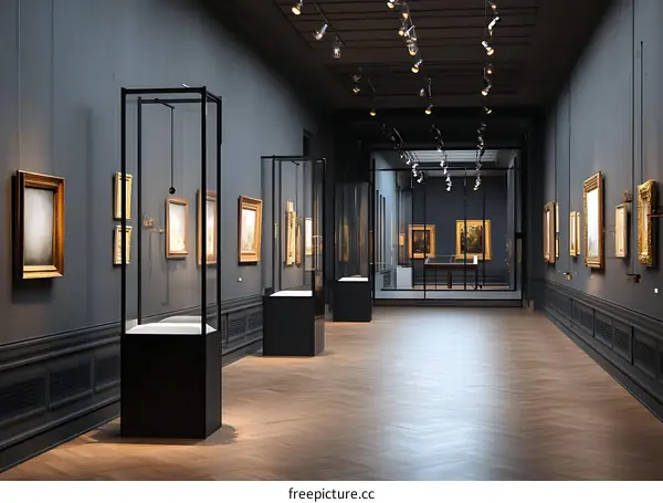 Museum Gallery Displaying Artwork in a Grand Hall