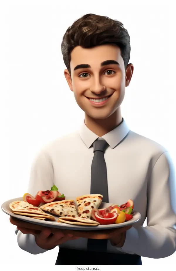 waiter serving food