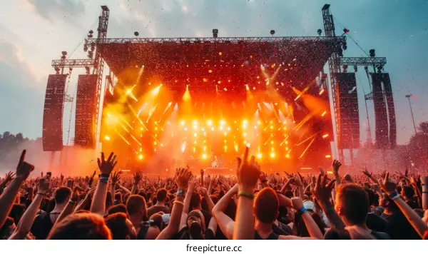 Large Crowd of People at an Outdoor Music Festival