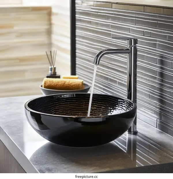 Modern Black Ceramic Bathroom Sink with Faucet