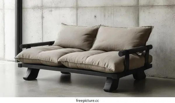 Modern Minimalist Light Beige Linen Sofa