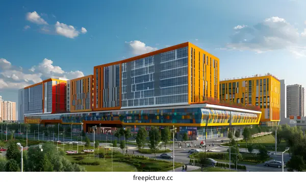 Modern Shopping Center with Colorful Facade