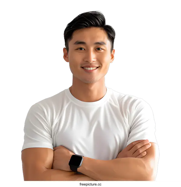 [Transparent Background PNG]portrait of a young asian man smiling