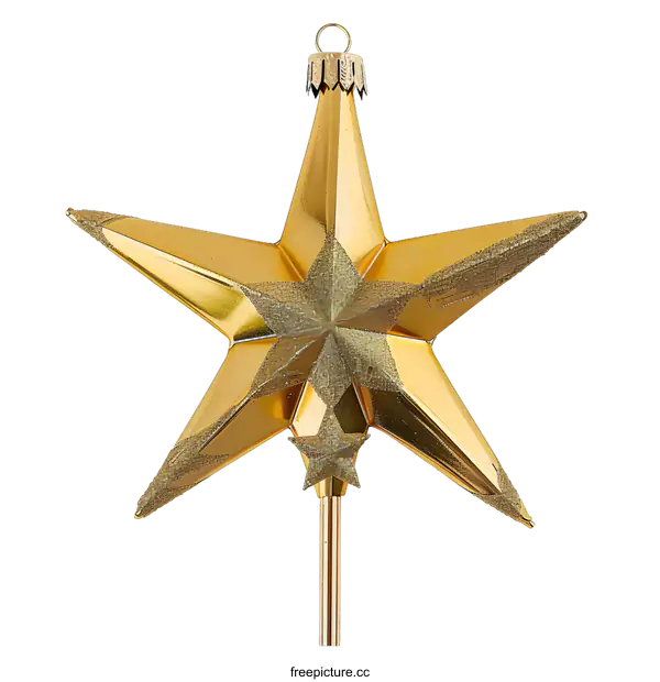 [Transparent Background PNG]Gold Glitter Christmas Tree Topper Star