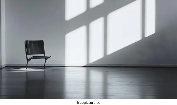 Modern Black Chair Minimalist Interior Design Room White Wall Sun Light