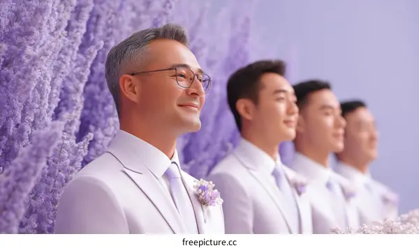 Elegant Lavender Wedding Groomsmen
