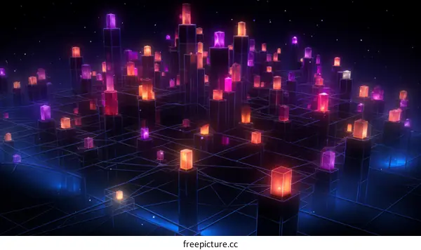 A Glowing Purple and Pink City Illustration