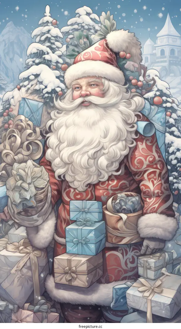 Santa Claus with a Sack Full of Christmas Presents