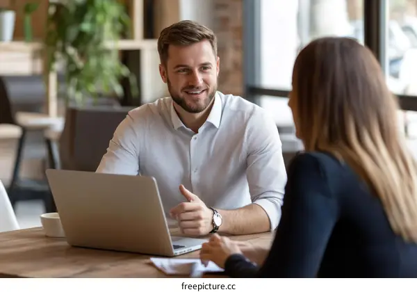 Business Discussion in a Cafe