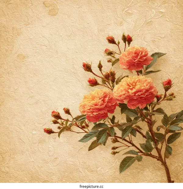 Vintage Floral Design with Peach Roses