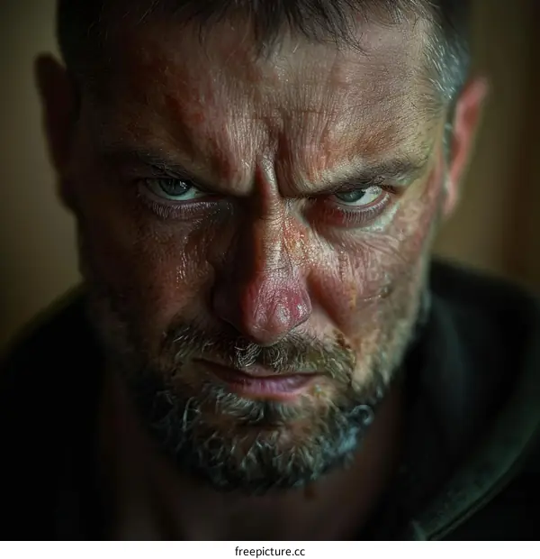 Closeup Portrait of a Serious Man