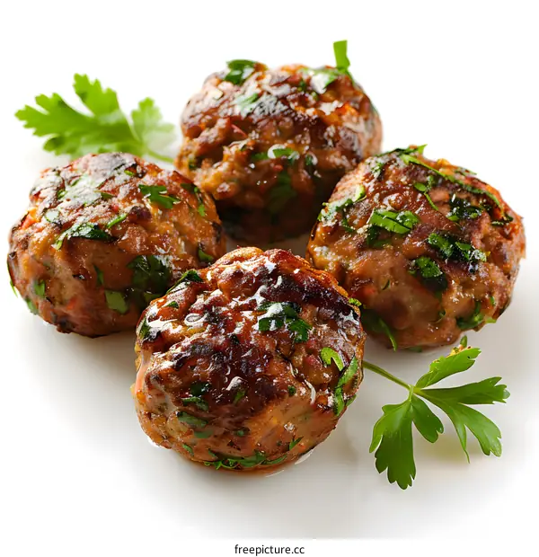 Delicious Meatballs with Parsley Garnish