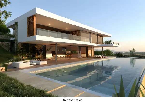Modern House with Infinity Pool and Mountain View