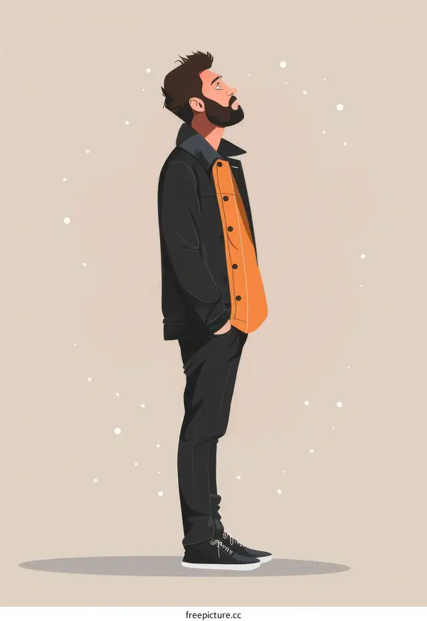 Man Looking Up With Stylish Clothes