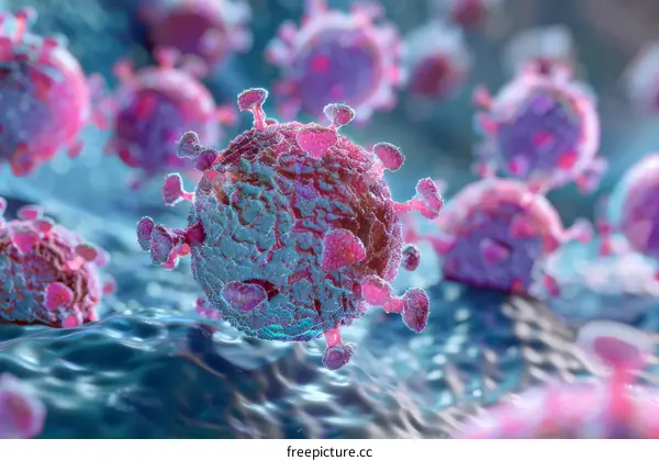 Microscopic View of a Coronavirus