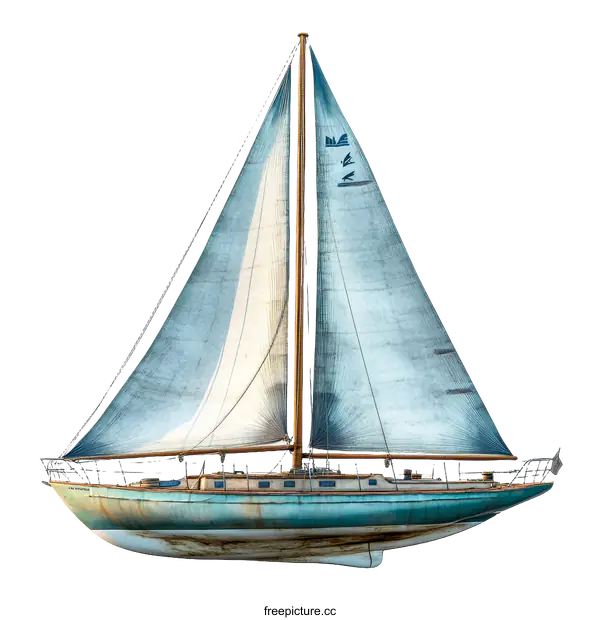 [Transparent Background PNG]Vintage Sailboat on a White Background