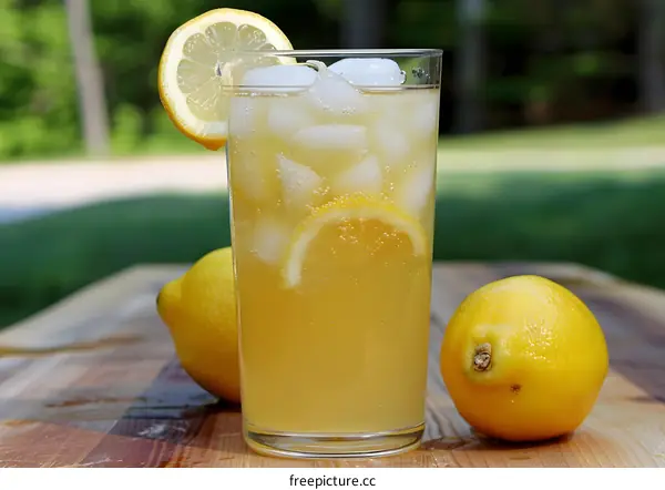 Refreshing Lemon Iced Tea with Ice Cubes