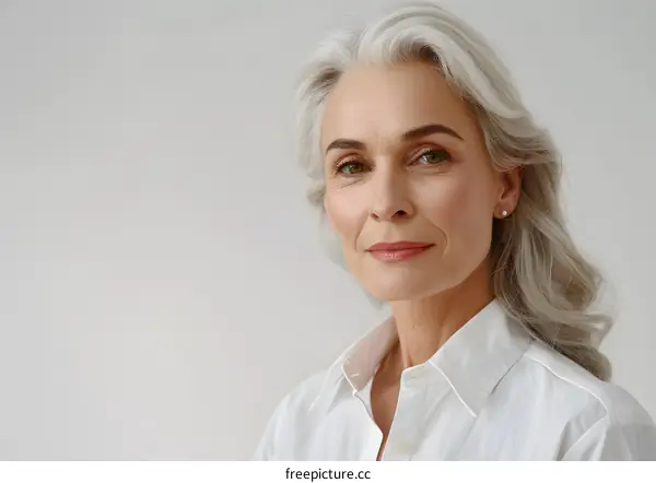 Portrait of a Mature Woman with Grey Hair