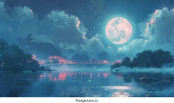 Tranquil Nightfall over the Ancient Town