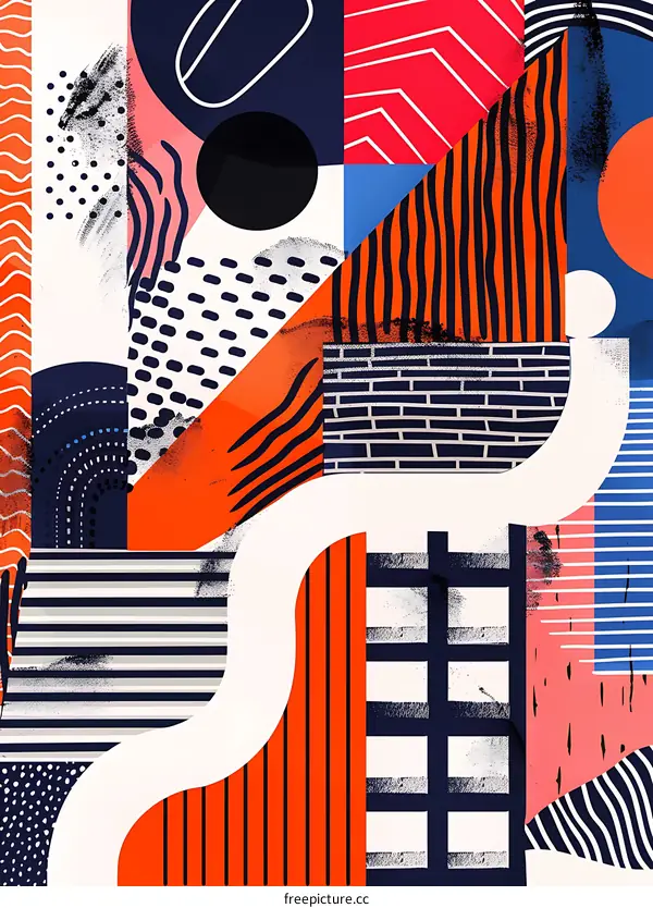 Abstract Geometric Art with Bright Colors and Patterns