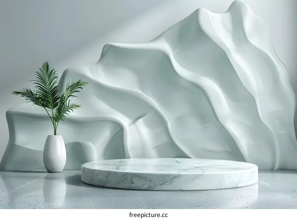 Marble Texture Round White Grey Green Display Stand