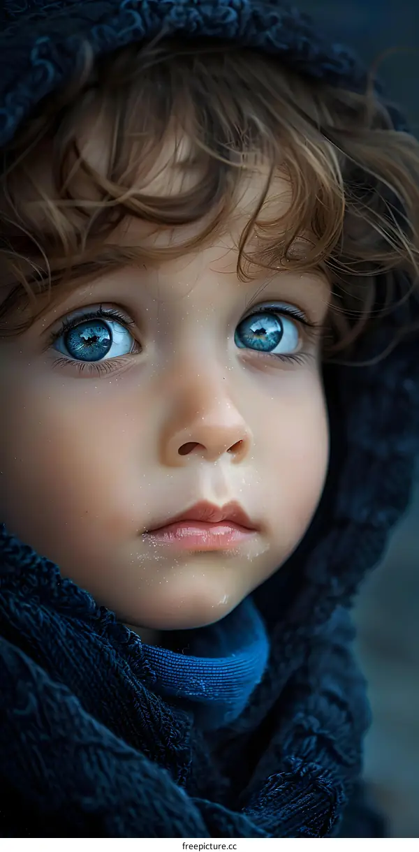 Portrait of a young boy with blue eyes