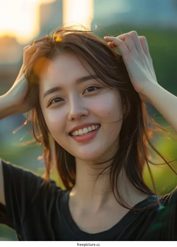 Portrait of a young Asian woman smiling