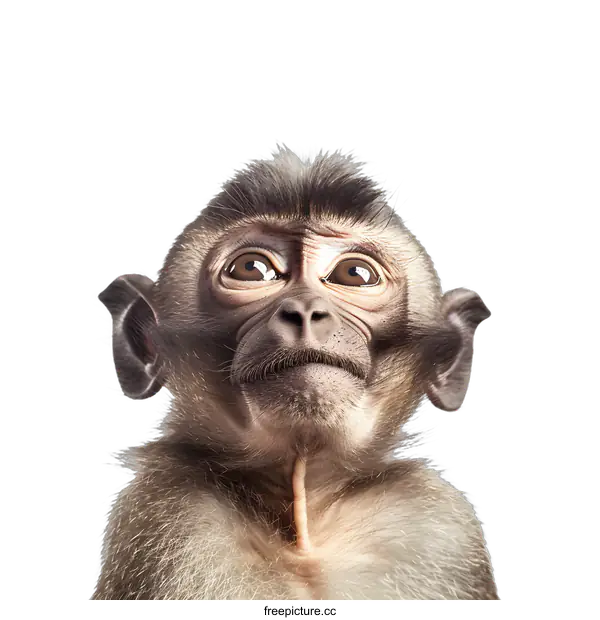 [Transparent Background PNG]Curious Baby Monkey Looking Up