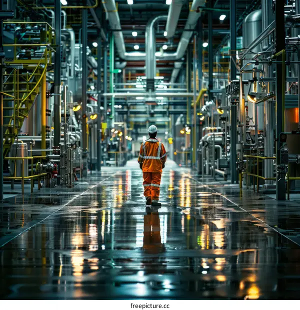 Oil and Gas Worker in Modern Industrial Facility