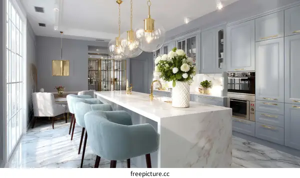Modern Gray Kitchen Interior Design Illustration