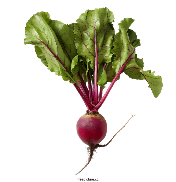 [Transparent Background PNG]Fresh Red Beetroot With Green Leaves On White Background
