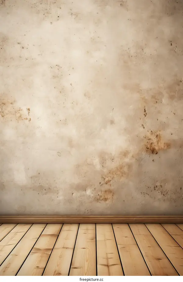 Old Grunge Room Interior with Wooden Floor