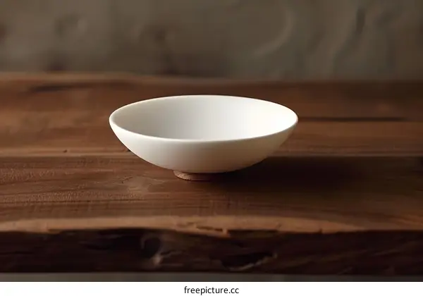 White Ceramic Bowl on Wooden Table