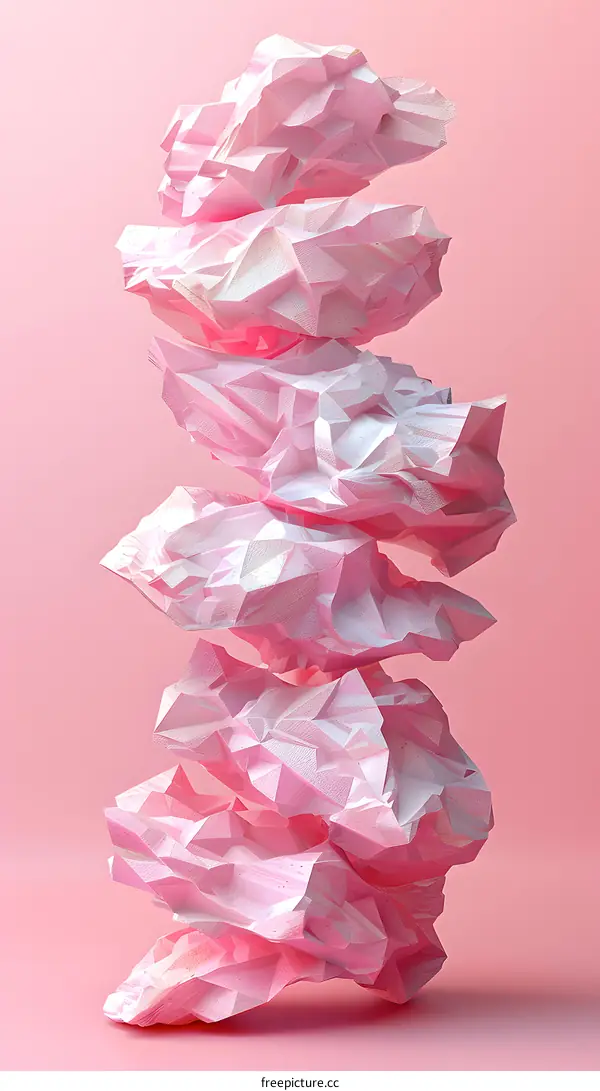 Pink geometric shapes stacked on top of each other
