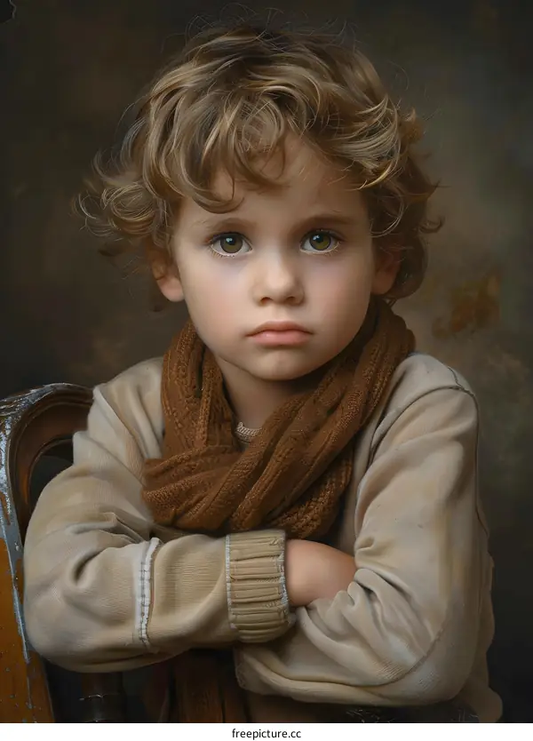 Portrait of a boy with curly hair