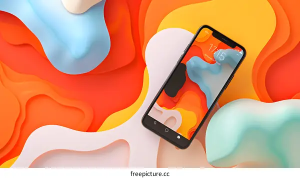 Colorful Abstract Background with Smartphone