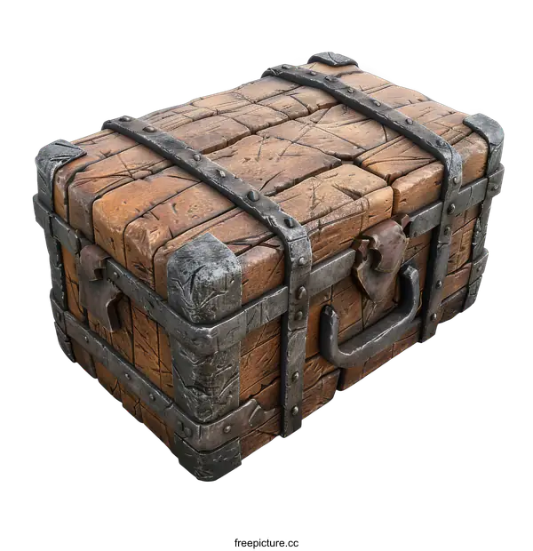 [Transparent Background PNG]Old Wooden Chest Isolated