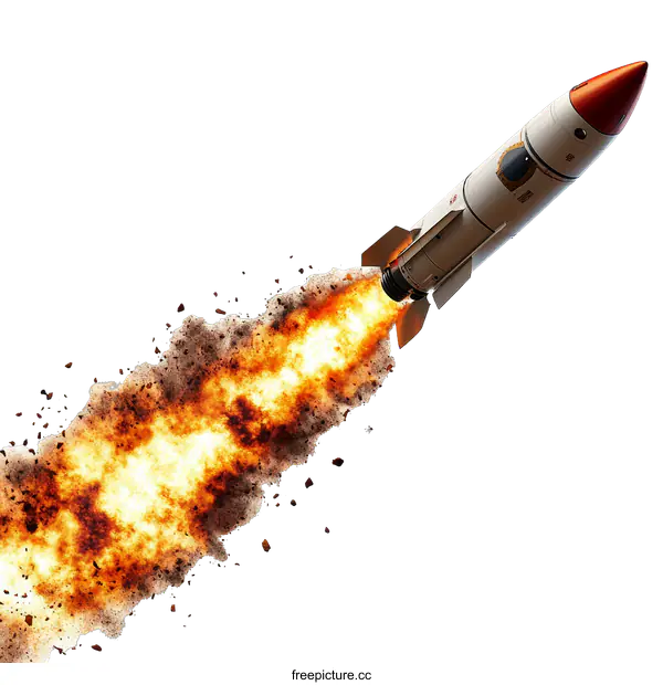 [Transparent Background PNG]Missile Launching with Fire and Debris