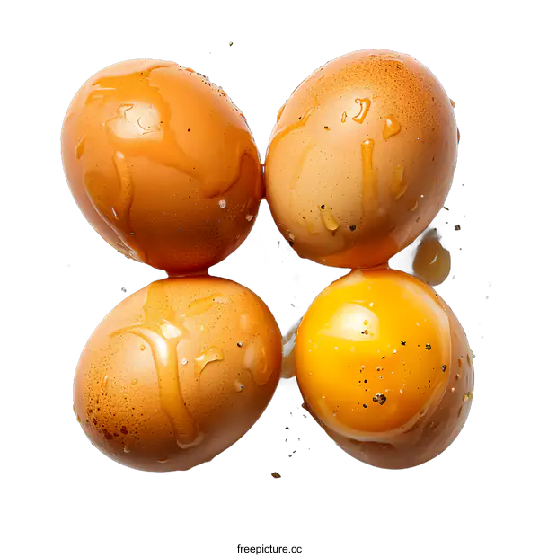[Transparent Background PNG]Four Eggs on White Background