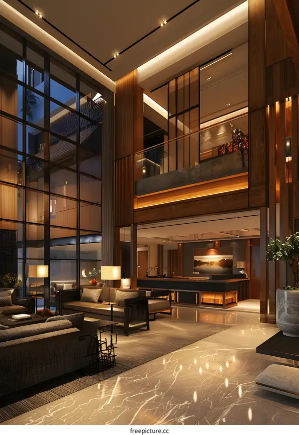 Luxury hotel lobby