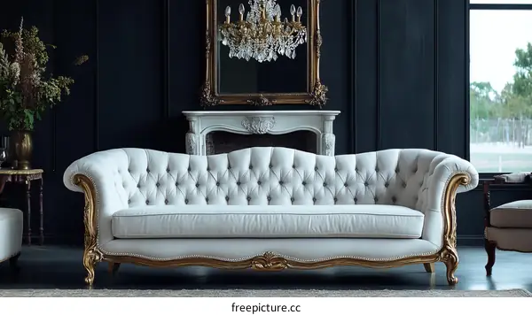 Elegant Vintage Sofa in a Luxurious Living Room