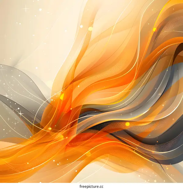 Abstract orange and grey waves background