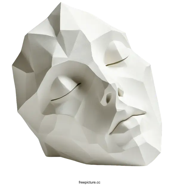 [Transparent Background PNG]Abstract Sculpture of a Face Head