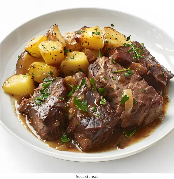 Beef stew with potatoes and onions