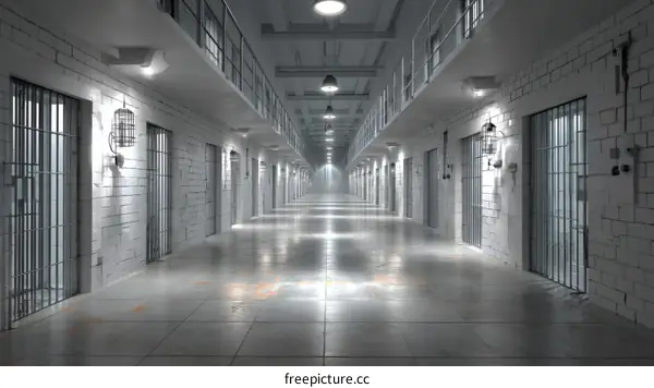 Empty Prison Corridor Illustrative Design